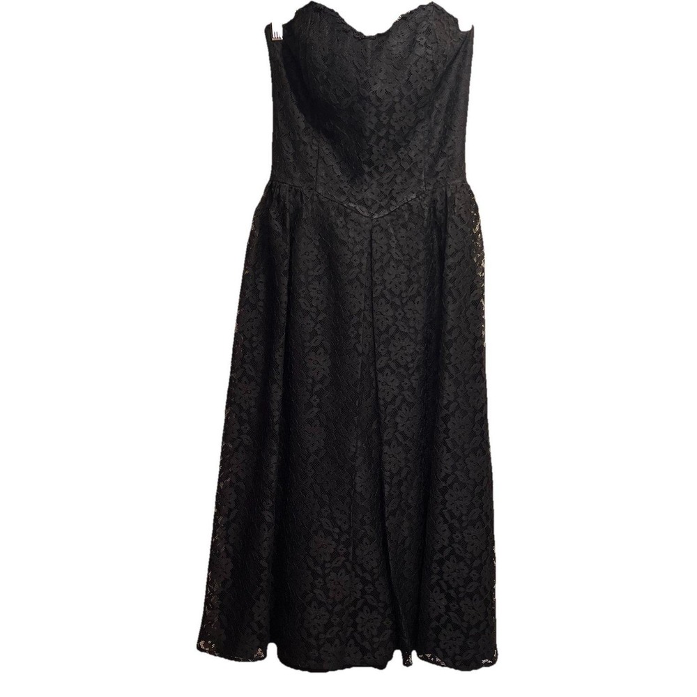 Lola Brent Vtg Whimsigoth Dress Corset Lace XS Black Boning Witch Prom Romantic